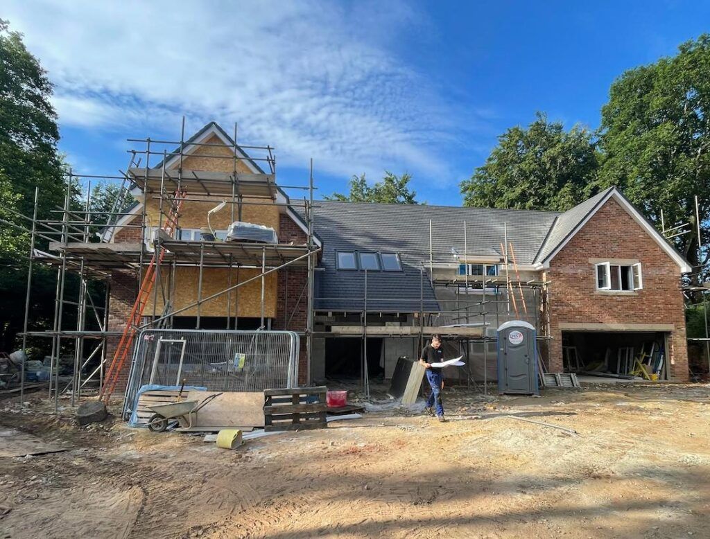 New build property with scaffold